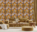 Stylish Orange Wallpaper with Flowers Chic