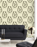 Black Birds and Flowers Wallpaper