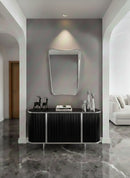 Italian Curved Silver Brass Mirror - Butterfly Silver Frame Wall Mirror