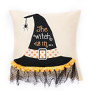 Halloween wizard hat spider embroidered pillow cover living room decor
