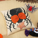 Halloween wizard hat spider embroidered pillow cover living room decor