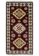 Hallway 2x4 Red and Beige Wool Hand Knotted traditional Persian Vintage Antique Southwestern Kazak | TRDCP29624