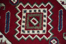 Hallway 2x4 Red and Ivory Wool Hand Knotted traditional Persian Vintage Antique Southwestern Kazak | TRDCP29324