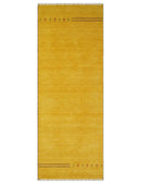 Runner Solid Gold Wool Hand Woven Modern Southwestern Tribal Lori Gabbeh Rug