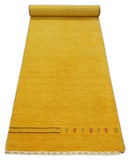 Runner Solid Gold Wool Hand Woven Modern Southwestern Tribal Lori Gabbeh Rug