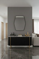 Black Hexagonal Brass Mirror - Handmade Bathroom Mirror