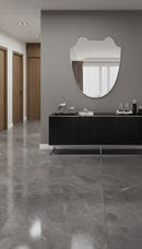 Italian Shield Silver Brass Wall Mirror