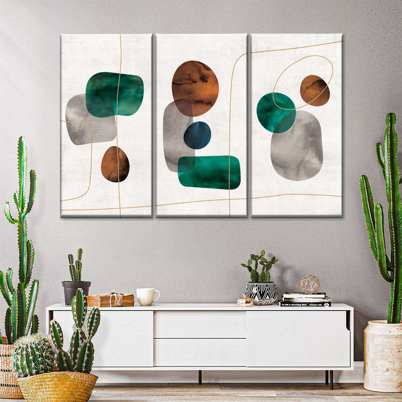 Emerald And Amber Shapes Wall Art