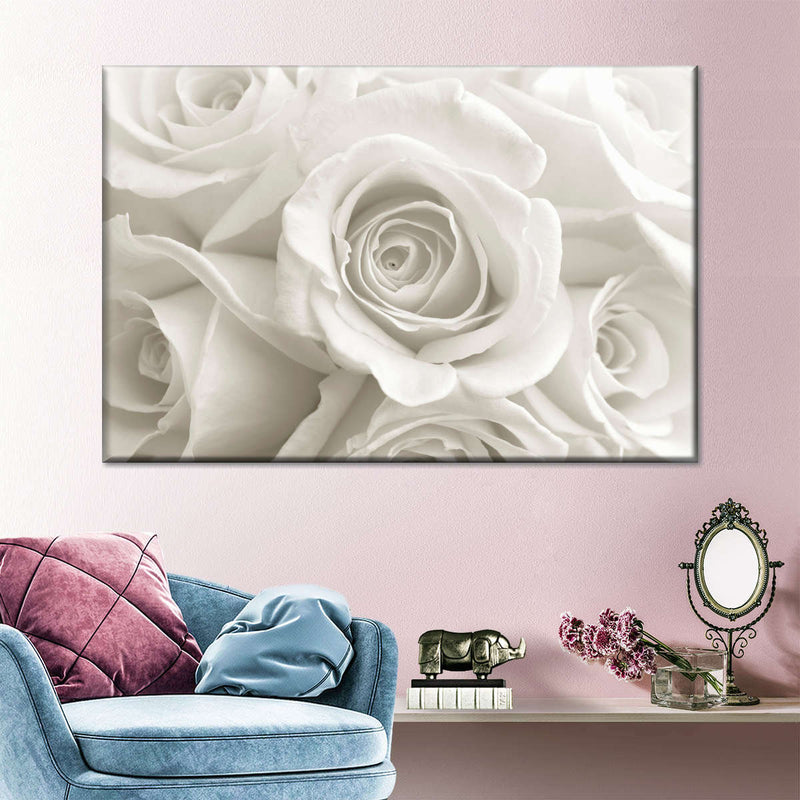 Pure White Roses Wall Art