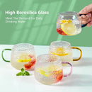 Hammer pattern glass mug with colorful handle – kitchen glassware