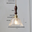 Hammered amber glass led pendant light kitchen copper hanging lamp