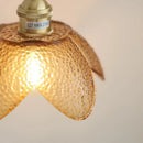 Hammered amber glass led pendant light kitchen copper hanging lamp