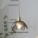 Hammered amber glass led pendant light kitchen copper hanging lamp