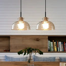 Hammered clear glass pendant light kitchen cork accents