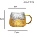 Hammered clear glass water cup with gold handle kitchen mug