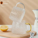 Hammered clear glass water cup with gold handle kitchen mug