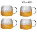 Hammered clear glass water cup with gold handle kitchen mug