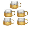Hammered clear glass water cup with gold handle kitchen mug