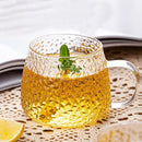 Hammered clear glass water cup with gold handle kitchen mug