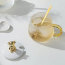 Hammered clear glass water cup with gold handle kitchen mug