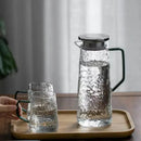 Hammered gray & amber glass water pitcher for dining room kitchen