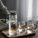 Hammered gray & amber glass water pitcher for dining room kitchen