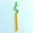 Hand blown colorful twisted glass straws kitchen drinkware set