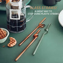 Hand blown colorful twisted glass straws kitchen drinkware set