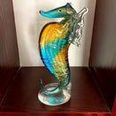Hand blown glass seahorse figurine living room decor