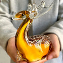 Hand blown glass sika deer figurine amber living room decor