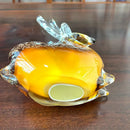 Hand blown glass sika deer figurine amber living room decor