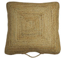 Modern Style Hand Braided Gold Jute Square Pouf
