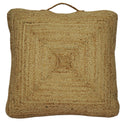 Modern Style Hand Braided Gold Jute Square Pouf