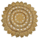 Hand Braided Solid Round Natural Brown Jute Silsal Rug