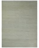Hand carved Beige Geometrical Stripes Pattern Hand Knotted 9x12 Wool Area Rug