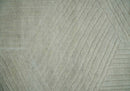Hand carved Beige Geometrical Stripes Pattern Hand Knotted 9x12 Wool Area Rug