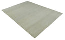 Hand carved Beige Geometrical Stripes Pattern Hand Knotted 9x12 Wool Area Rug