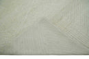Hand carved Beige Geometrical Stripes Pattern Hand Knotted 9x12 Wool Area Rug