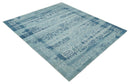 Hand carved Design Blue, Gray and silver Traditional Hand knotted 8x10 wool Area Rug