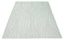 Hand carved Ivory Traditional Geometrical Pattern Hand Knotted 7.10x9.8 Wool Area Rug