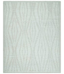 Hand carved Ivory Traditional Geometrical Pattern Hand Knotted 7.10x9.8 Wool Area Rug