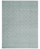 Hand carved Silver and Charcoal Traditional Geometrical Pattern Hand Knotted 8.2x10.6 Wool Area Rug