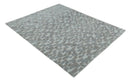 Hand carved Silver, Gray and Brown Traditional Geometrical Pattern Hand Knotted 8x10 and 9x12 Wool and Silk Area Rug