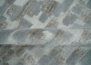 Hand carved Silver, Gray and Brown Traditional Geometrical Pattern Hand Knotted 8x10 and 9x12 Wool and Silk Area Rug