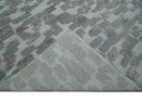 Hand carved Silver, Gray and Brown Traditional Geometrical Pattern Hand Knotted 8x10 and 9x12 Wool and Silk Area Rug