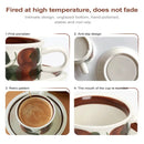 Hand-drawn leaf ceramic espresso cup and saucer dining room set