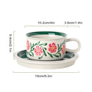 Hand-drawn leaf ceramic espresso cup and saucer dining room set