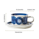 Hand-drawn leaf ceramic espresso cup and saucer dining room set