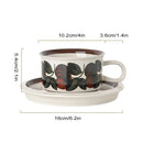 Hand-drawn leaf ceramic espresso cup and saucer dining room set
