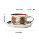 Hand-drawn leaf ceramic espresso cup and saucer dining room set